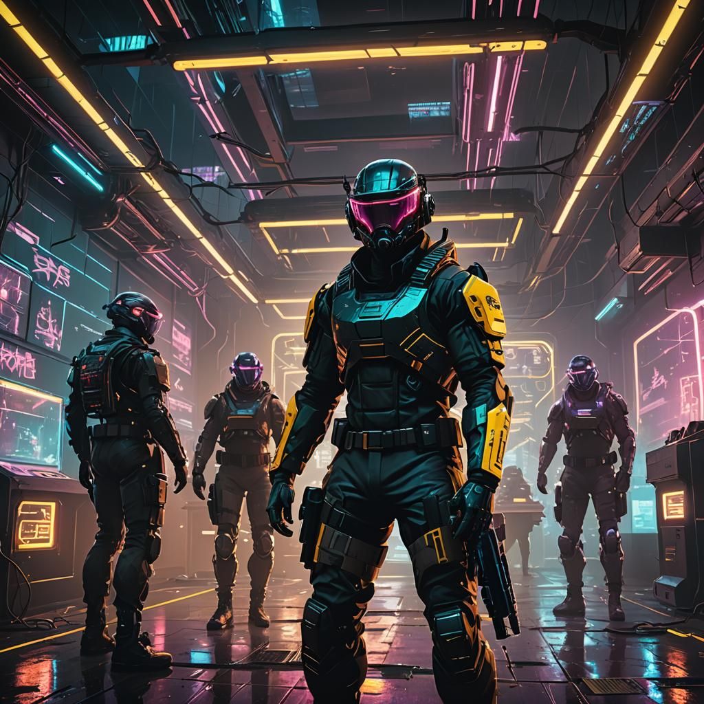 Cyberpunk Soldiers Invade Retro-Futuristic Server Room