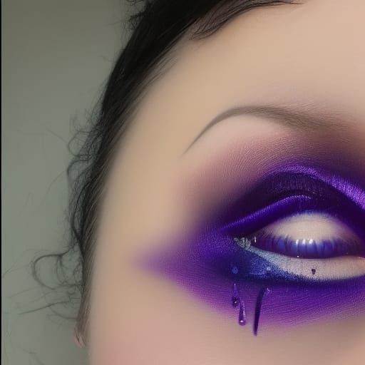 Euphoric Tears: A Shimmering Portrait in Purple and Blue