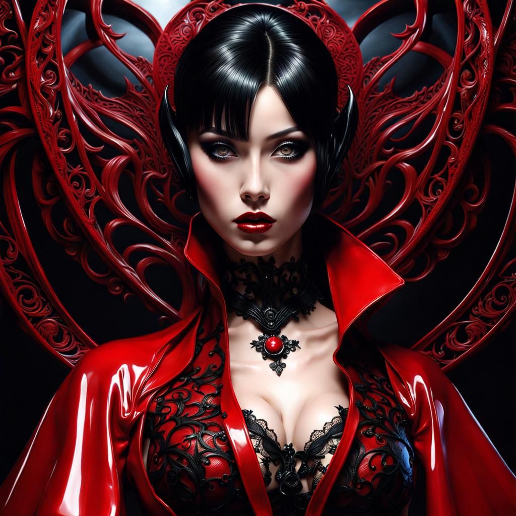 Gothic Portrait of Japanese Woman in Latex