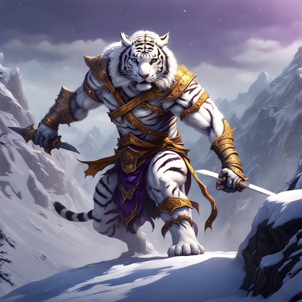 White Tiger Warrior Ready to Strike