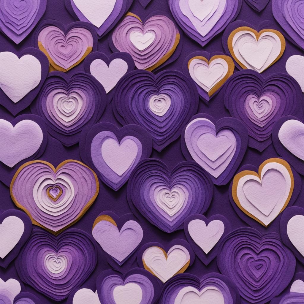 Concentric Purple Hearts in Gouache Style