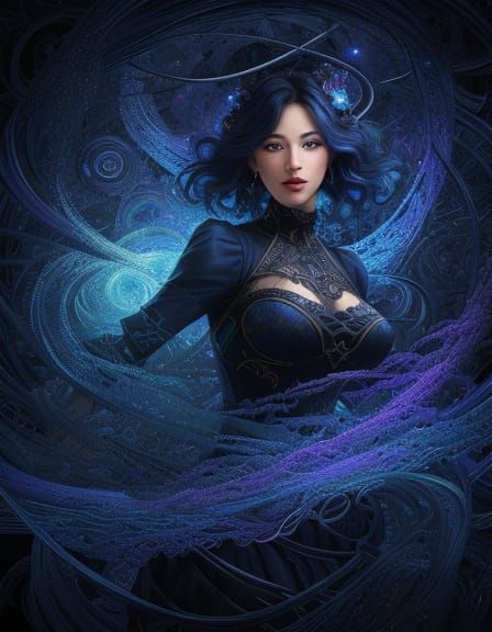 Ethereal Art Nouveau Cat Amidst Industrial Wonderland