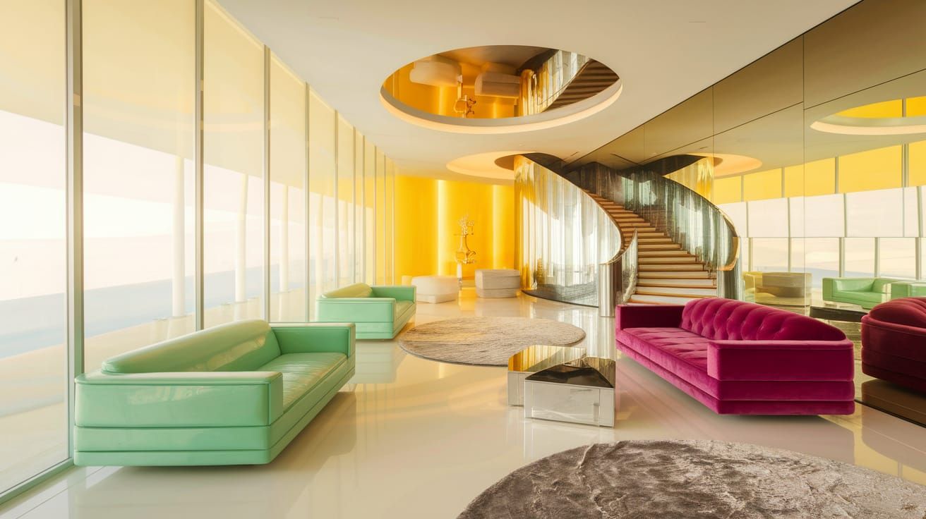 Sleek Space Age Luxury Home Interior in Soft Natural Light