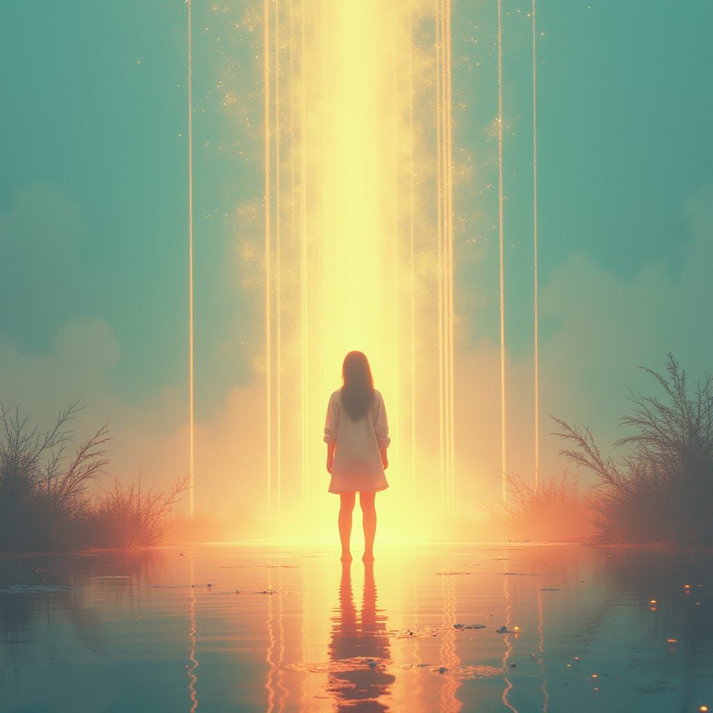 Ethereal Portrait in Gentle Light: Digital Art