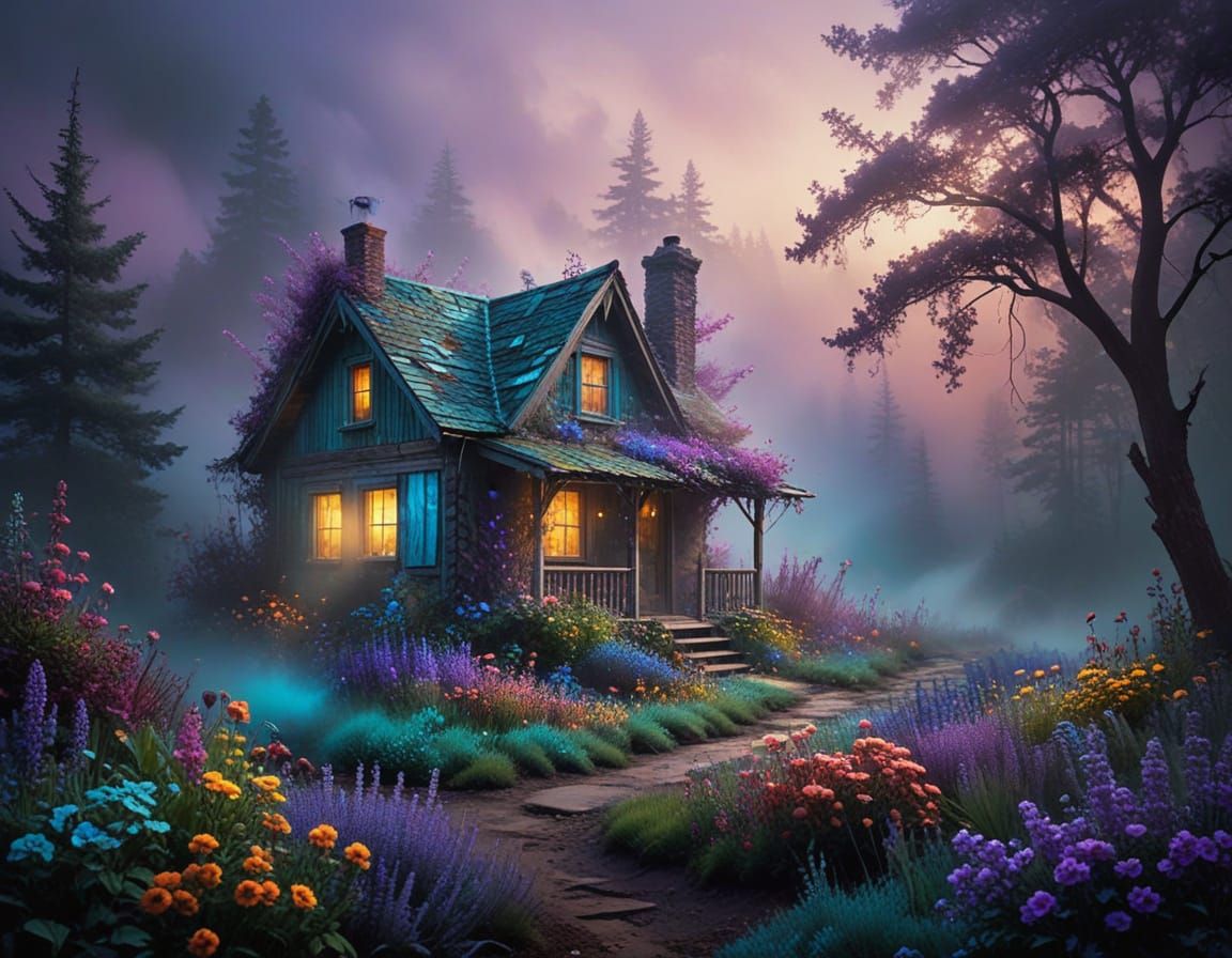 Misty Blue Oasis in Grunge Palette