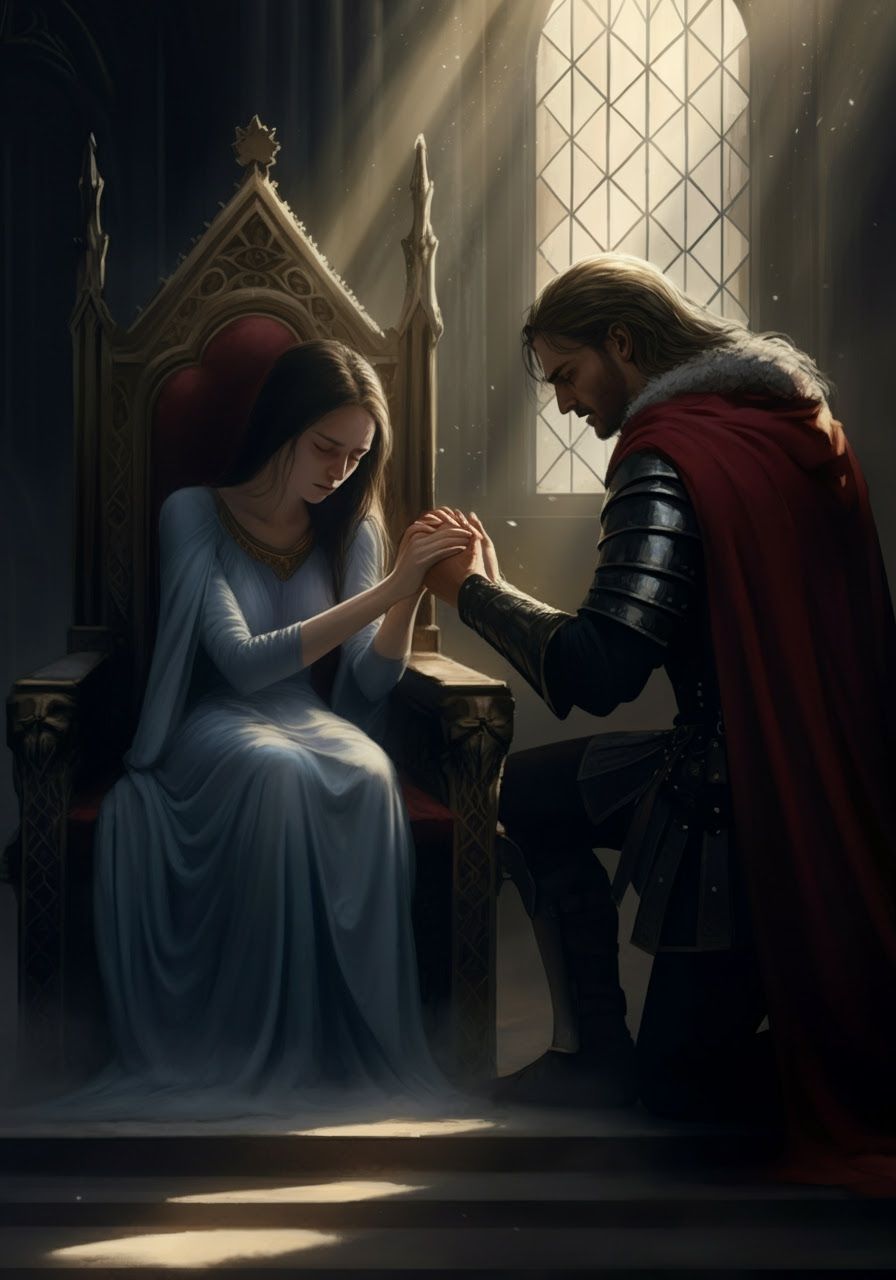 A Man Made From Magic Knelt by Her Throne in the Shadows of ...