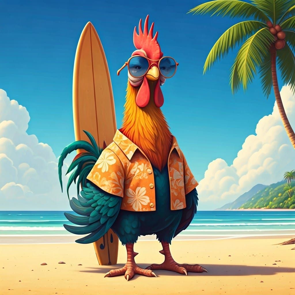 Moana's Cool Rooster in Hawaiian Style