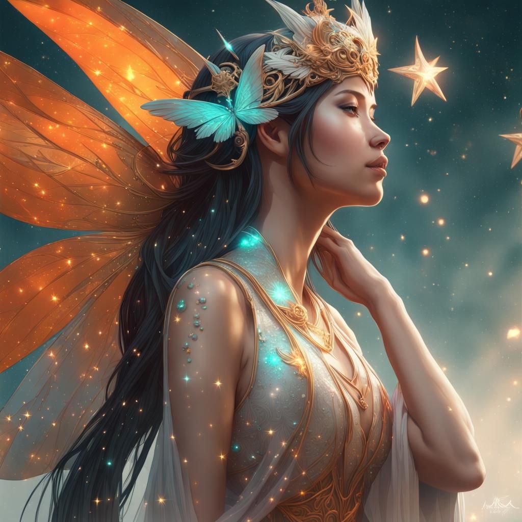 Dazzling Star Fairy Portrait in Digital Art Style