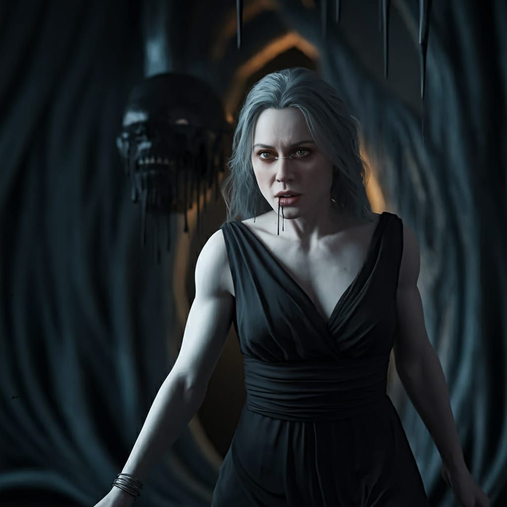 Art Nouveau Portrait of Man and Bound Woman