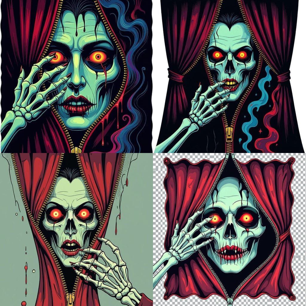 Surreal Vampire Face Zipper Art