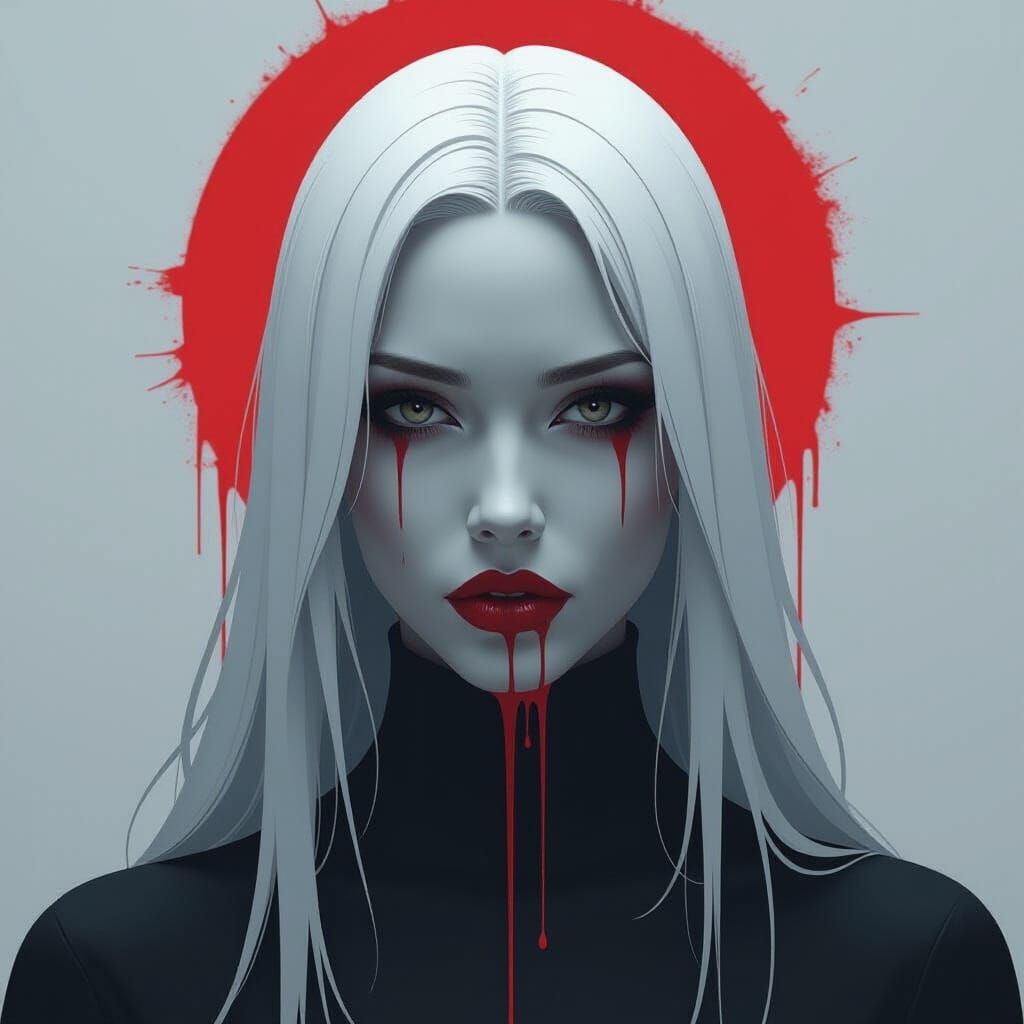 Tormented Soul Silhouette in Pollock-esque Dripping Paint