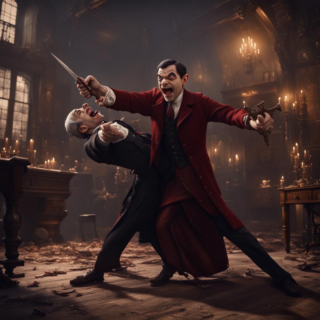 Mr. Bean Battles a Vampire: Detailed Matte Painting