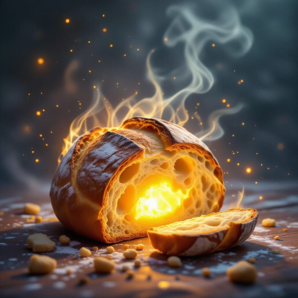 Incandescent Loaf of Bread Radiating Warm Light