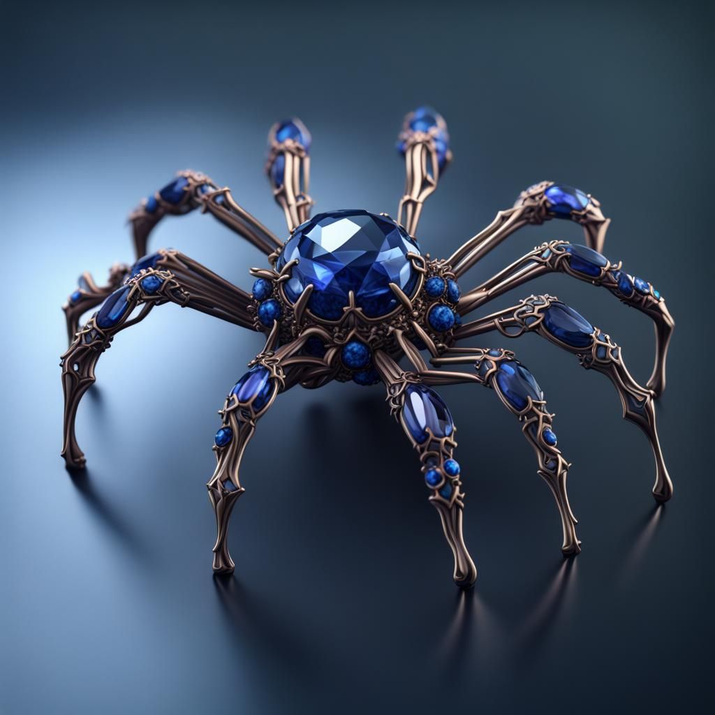 Sapphire Spider Brooch: Detailed Fantasy Concept Art