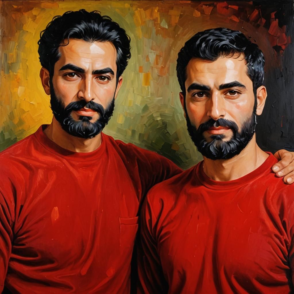 Handsome Couple in Neo-Impressionist Oil Painting