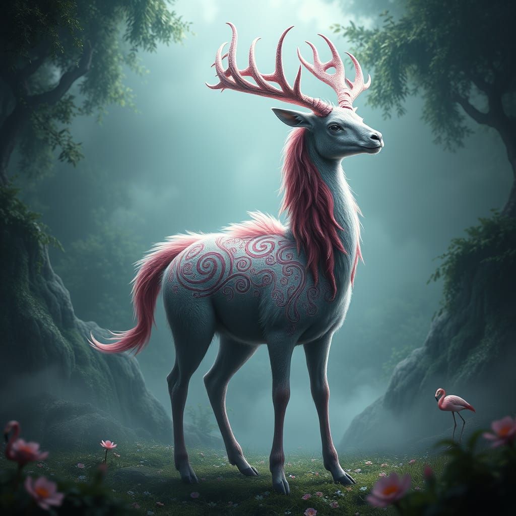 Mystical, Hybrid Creature in Dreamlike Environment
