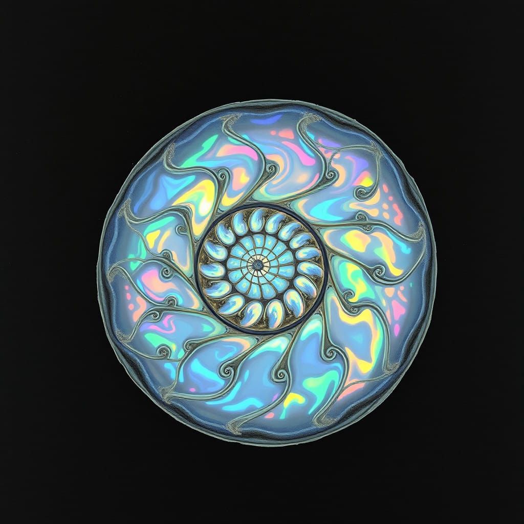 Ethereal Opalized Ammonite in a Dreamlike Victorian-Inspired...