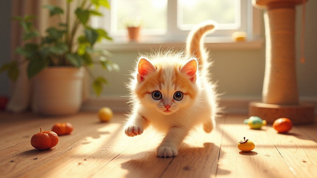Playful Kitten in Storybook Illustration Style