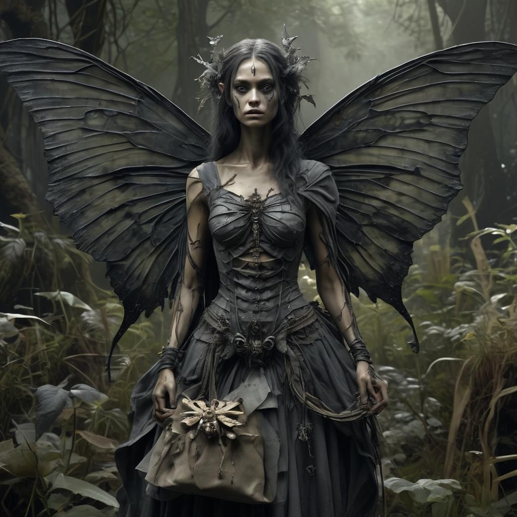 Ethereal Dark Fairy with Moth Wings