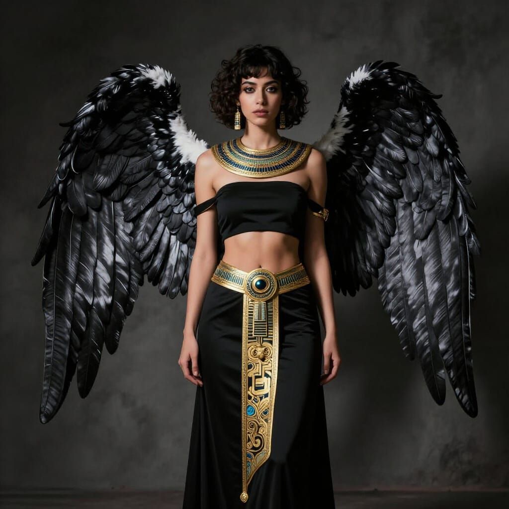 Dark Fantasy Angel Woman in Art Nouveau Style