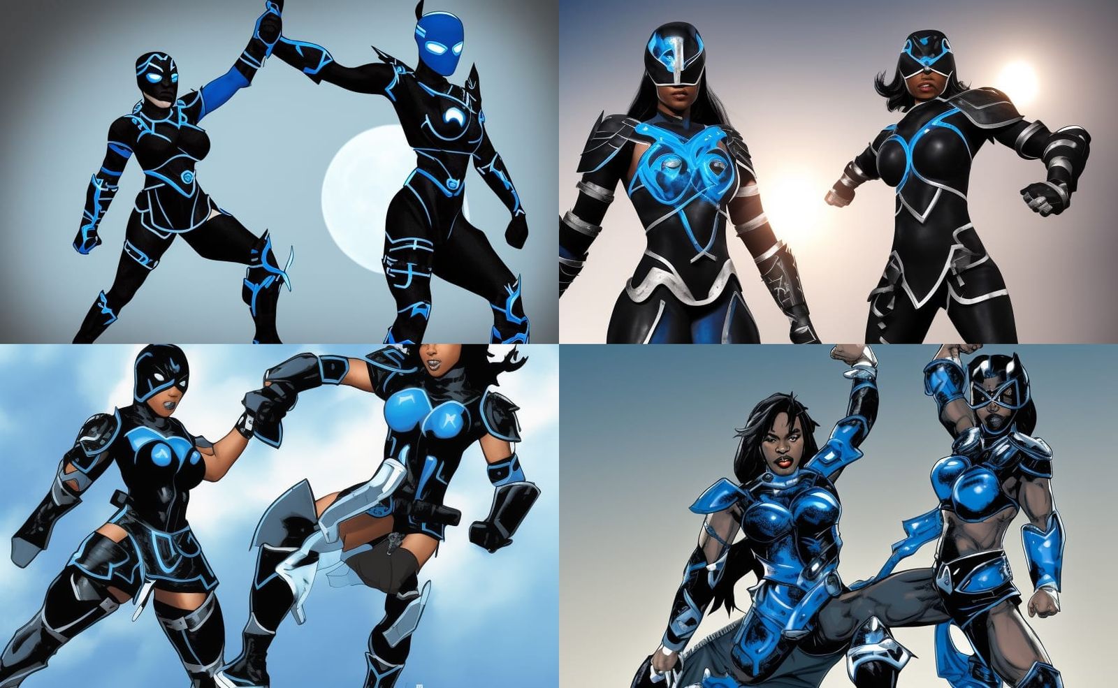 Dynamic Biracial Superhero in Advanced Martial Arts Stance