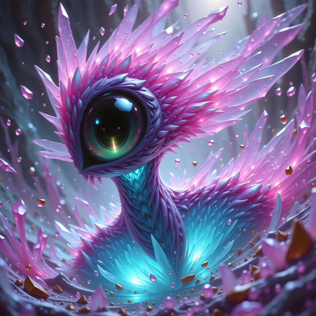 Crystalline Salt Elemental in Dreamy Futuristic Landscape