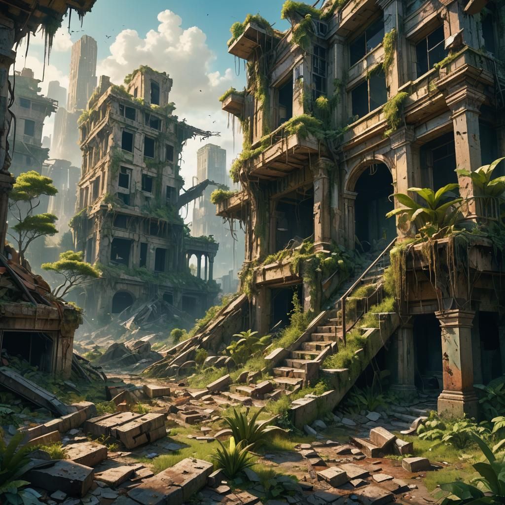 Post-Apocalyptic World Reclaimed by Nature in Splash Art