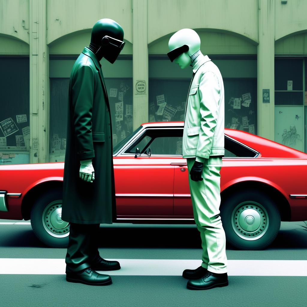 Surreal Figure Trapped in a Digital Matrix