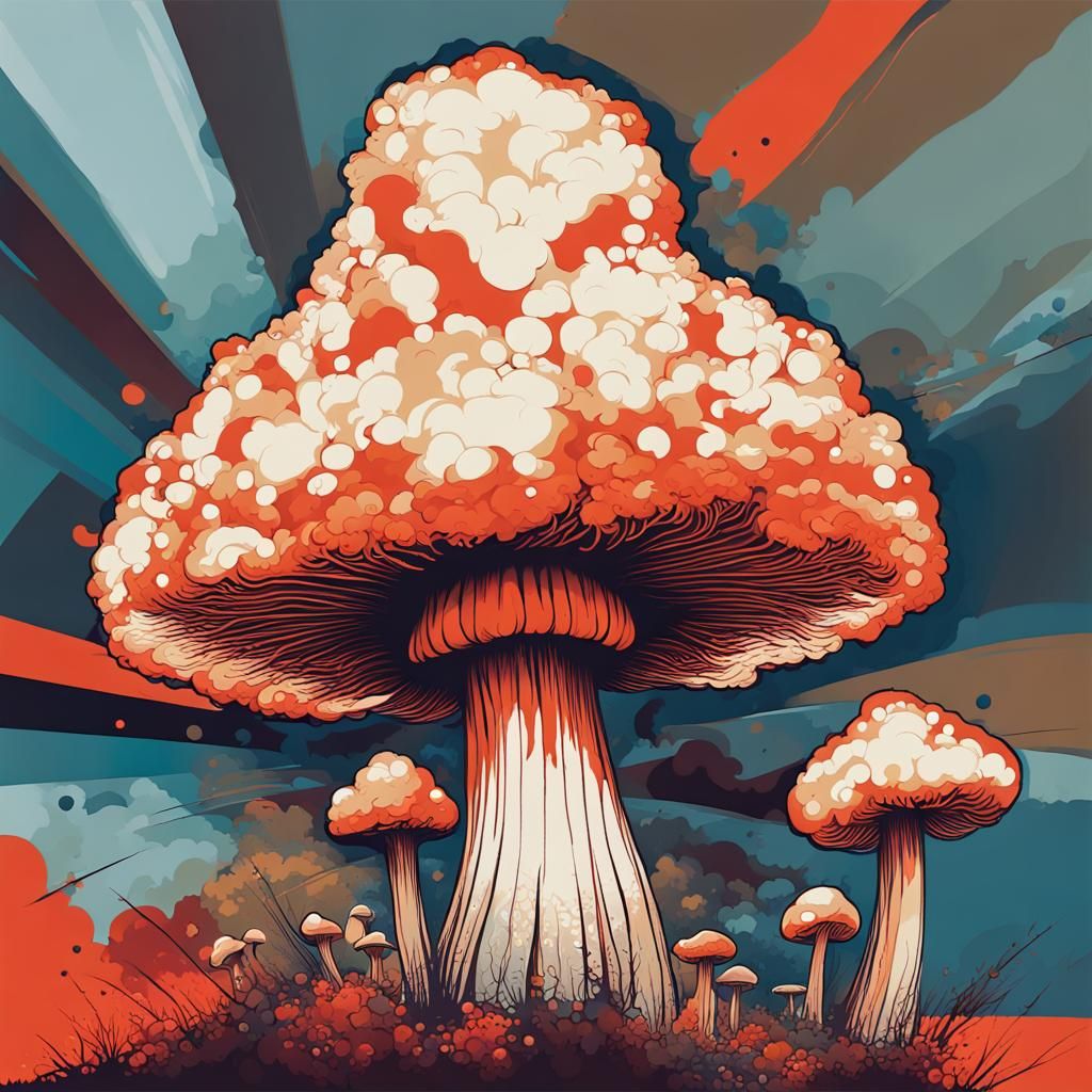 Abstract Mushroom Cloud with Complementary Colors