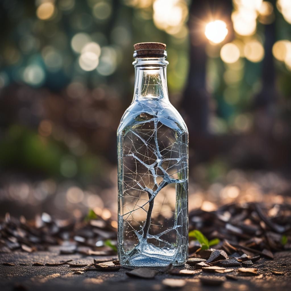Cracked Bottle: Professional Photography with Bokeh