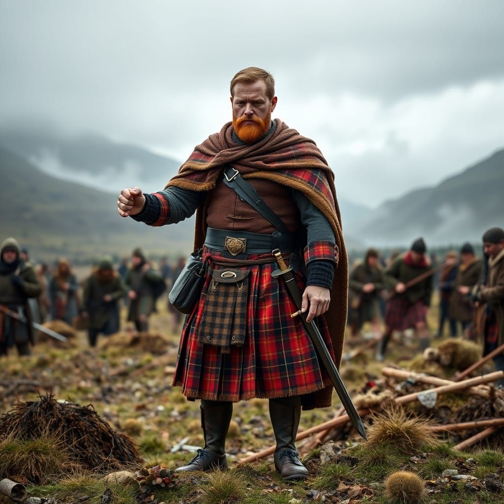 Scottish Highland Warrior in Traditional Attire