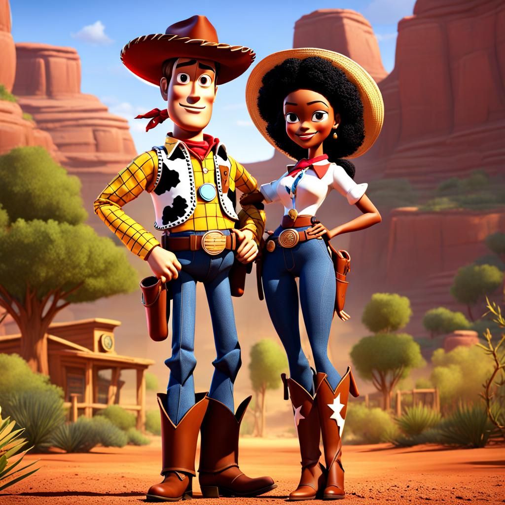 African American Woody and Jessie Babies Cartoon