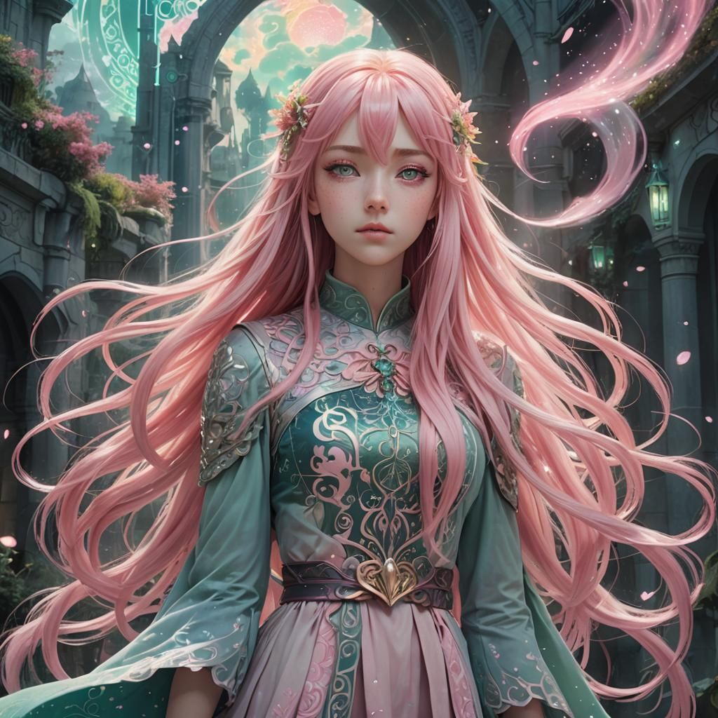 Mystical Anime Girl in Surreal Fantasy Art