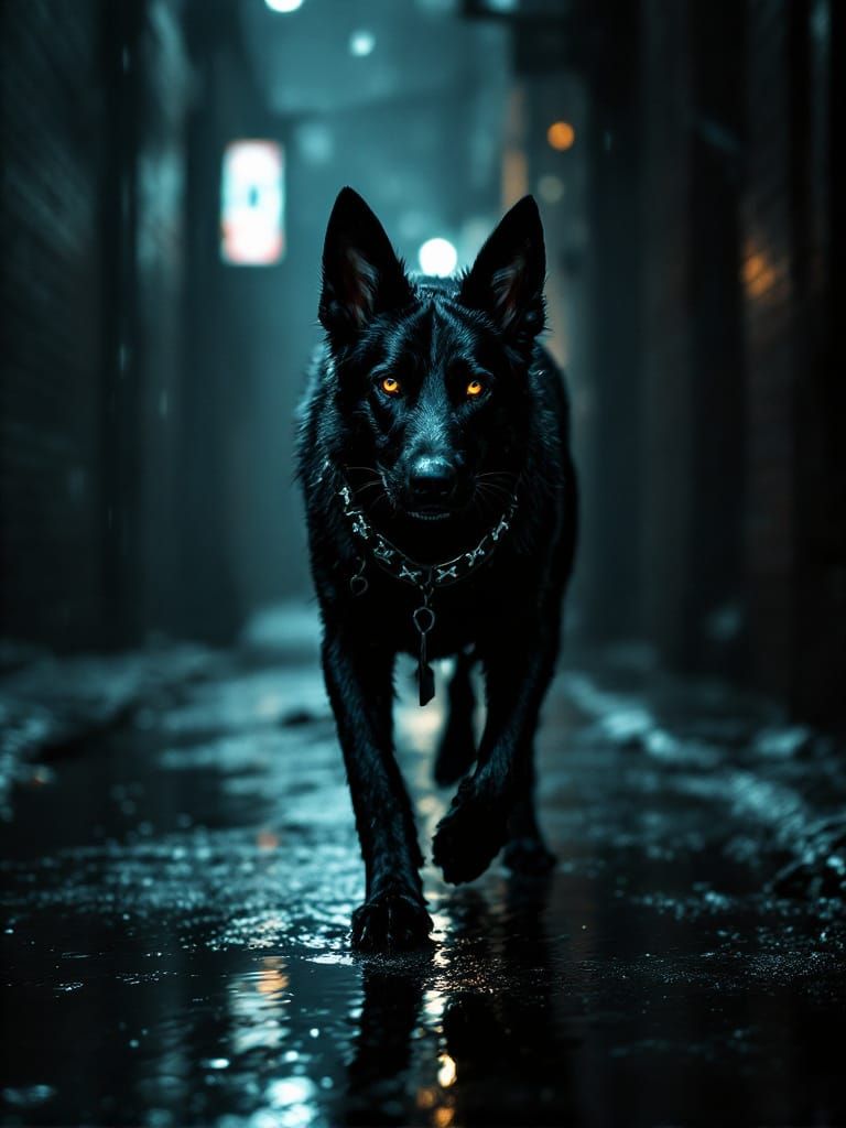 Dog Wick: Canine Assassin in Shadowed Alley