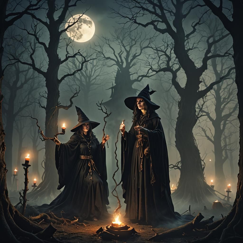Witchcraft Ritual in Dark Fantasy Digital Art