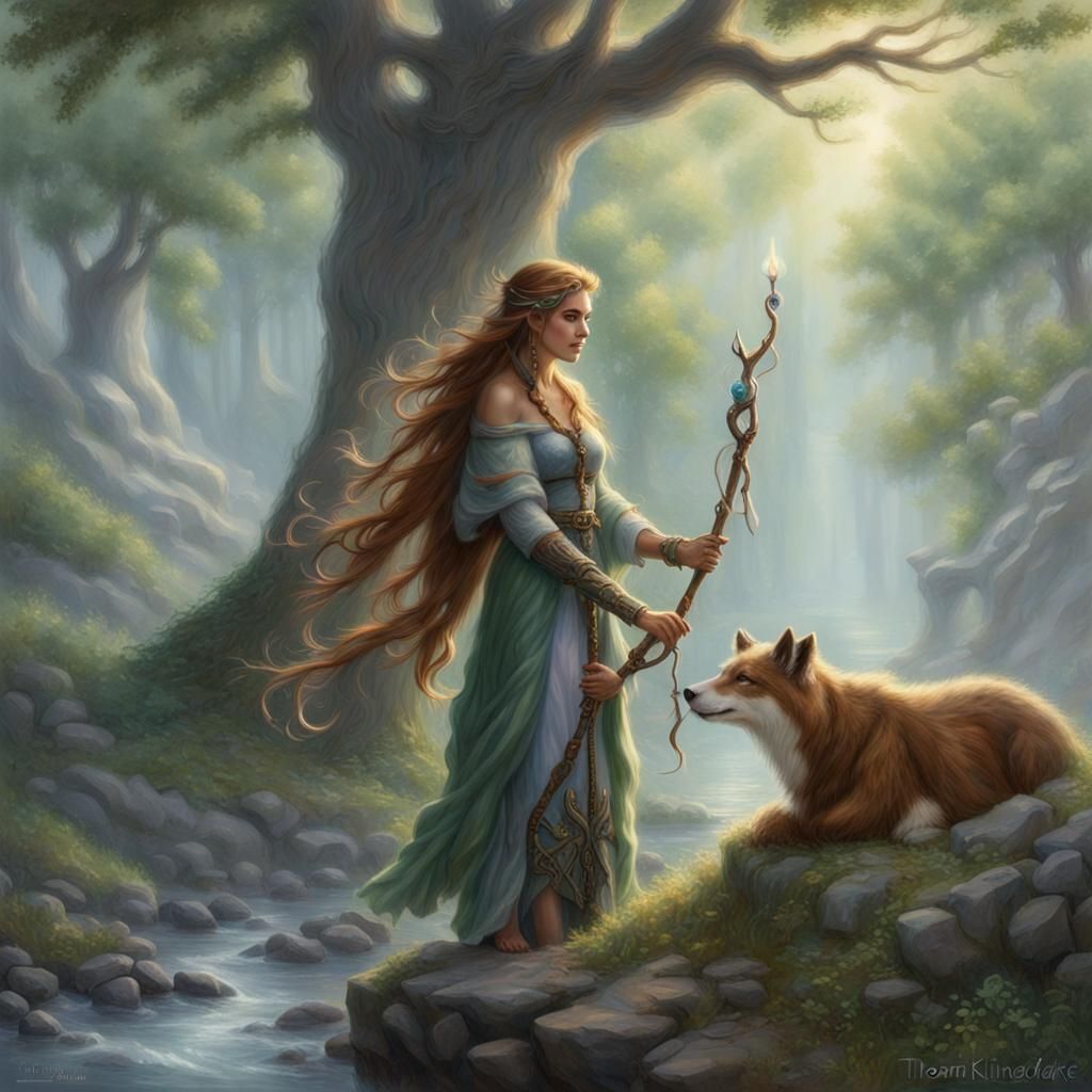 Female Firbolg Druid Casting Animal Friendship