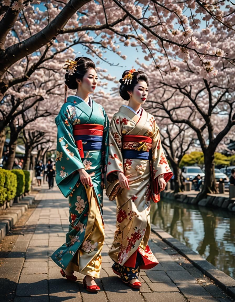 Maiko in Kyoto Under Cherry Blossoms: Professional Photograp...