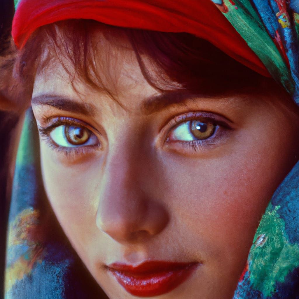 Afghan Girl with Rainbow Eyes in Kodachrome