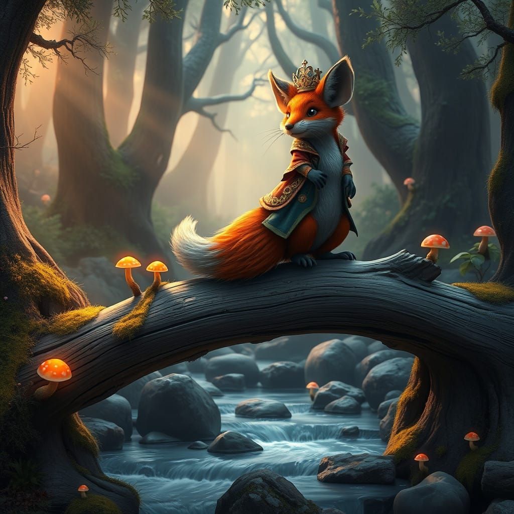 Whimsical Mousefox in Enchanted Forest