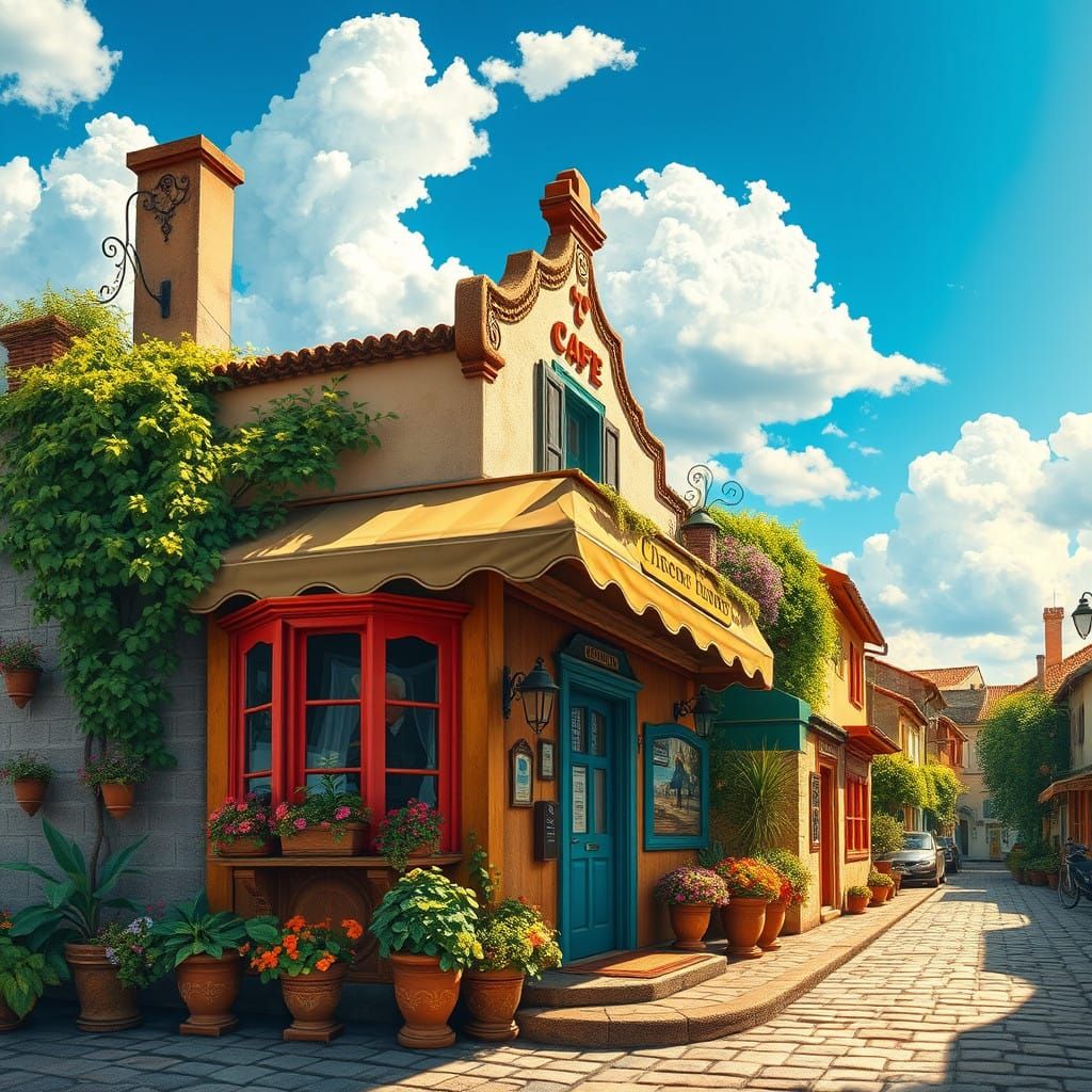 Rustic Corner Cafe in Vibrant Village Neighborhood