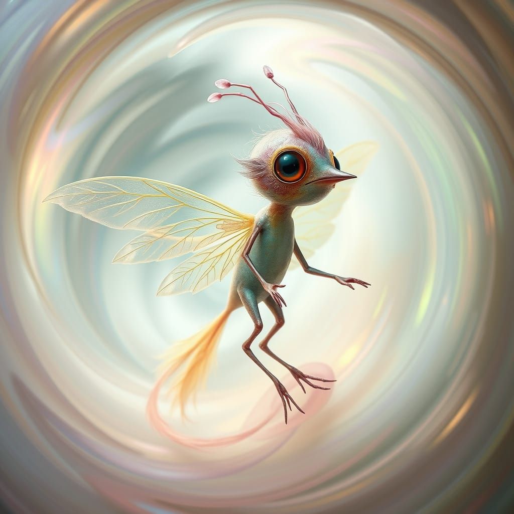 Surreal Flux Minion in Iridescent Vortex