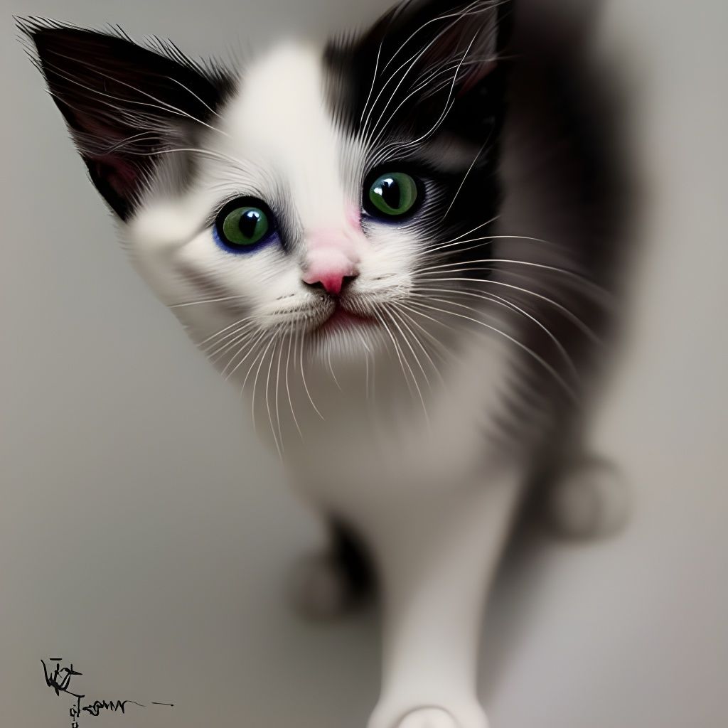 Wizard Kitten Pencil Sketch with Oil Splash