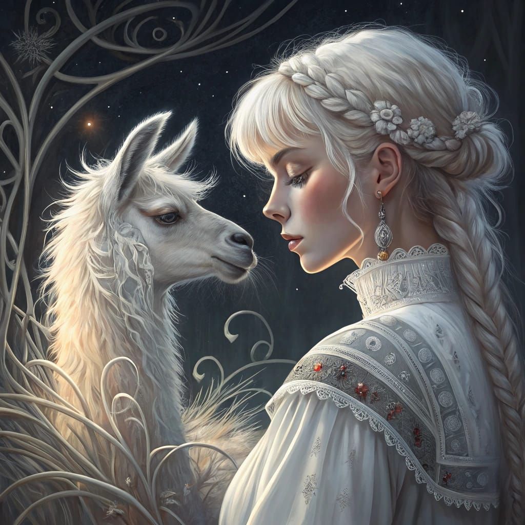 Ethereal Dreamer in Mystical Moonlit Scene