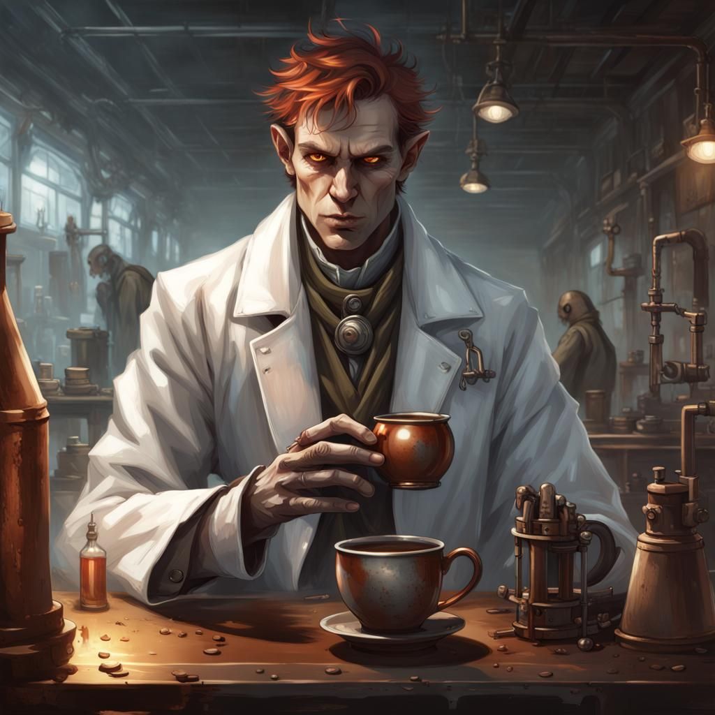 Lich Enjoying Tea in Twisted Automaton Lab