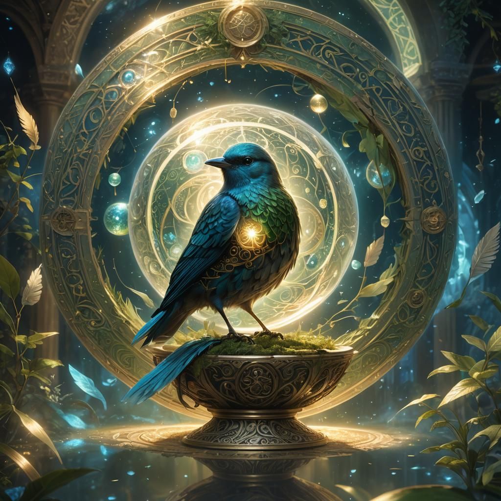 Bird in Mystical Orb: Fantasy Concept Art