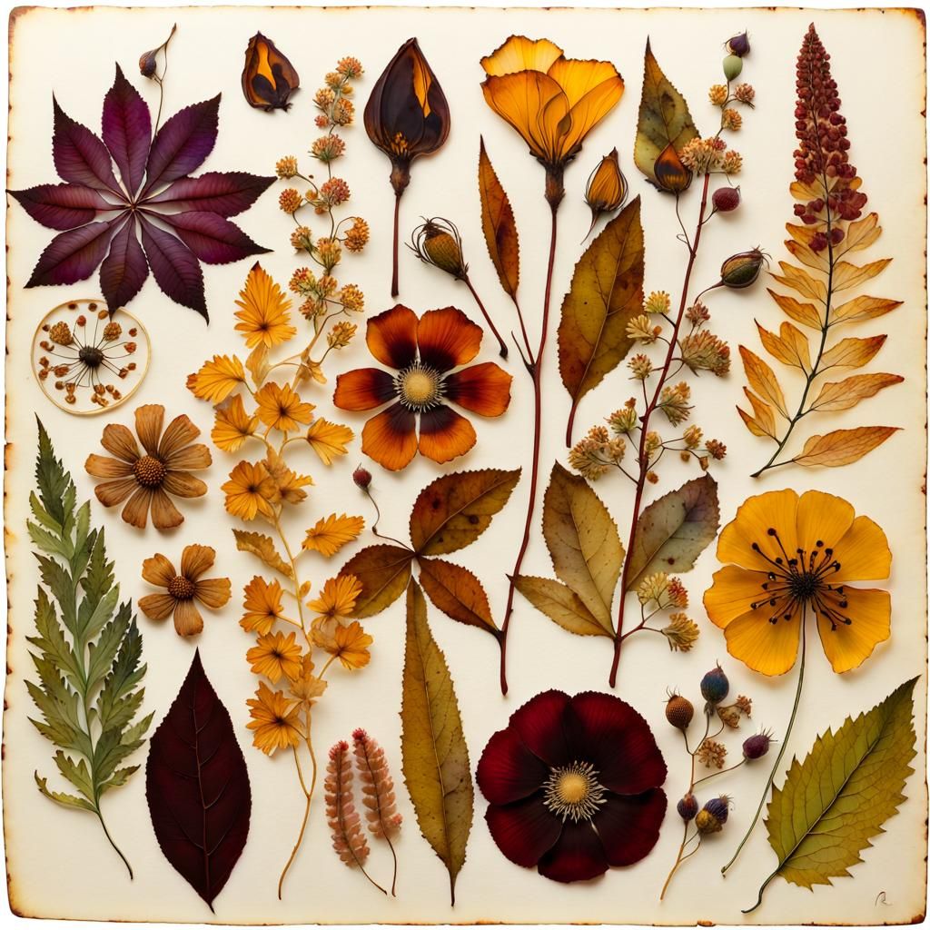 Translucent Pressed Flowers on Vintage Vellum