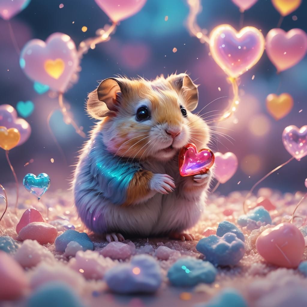 Hamster with Glowing Heart in Digital Art Style