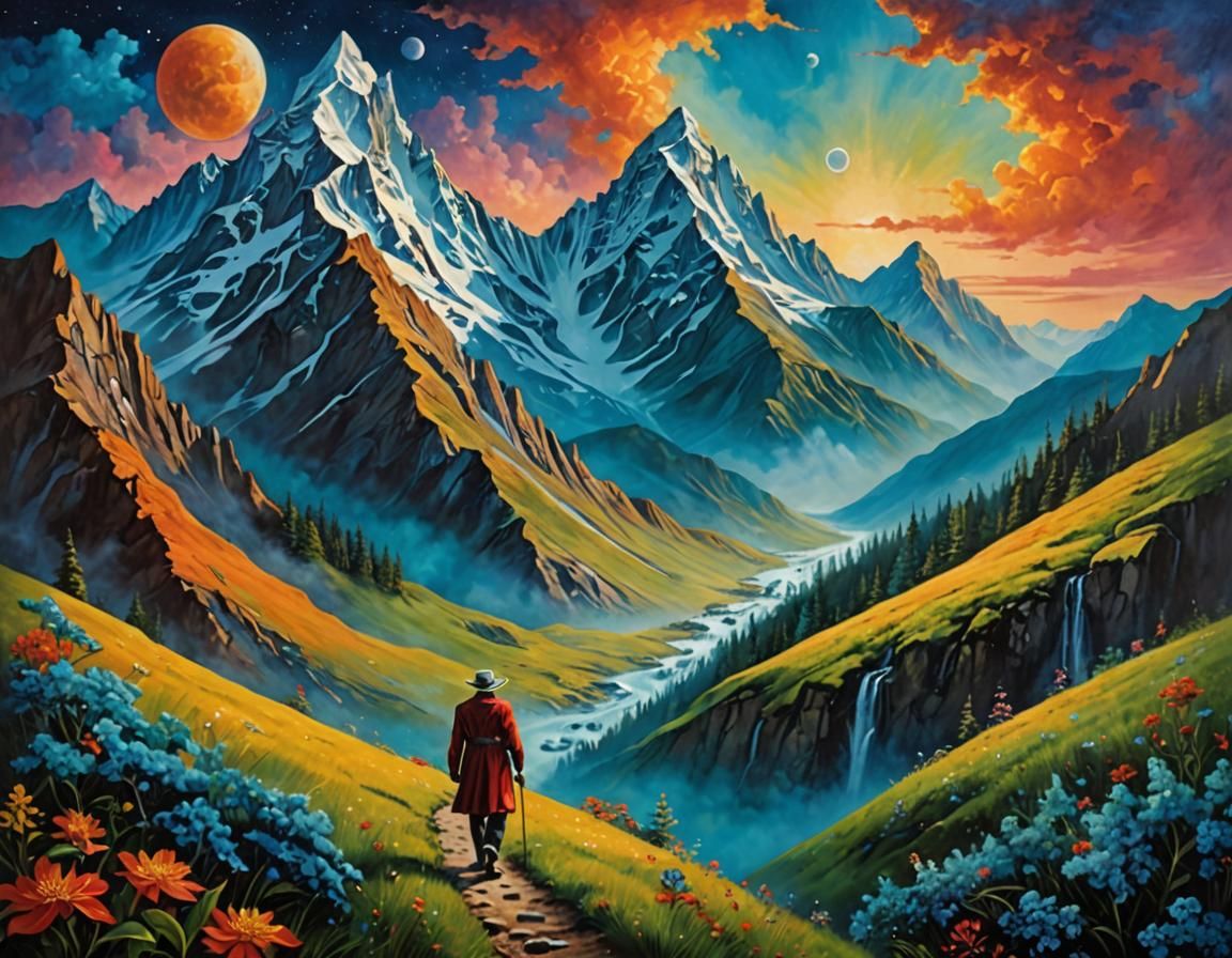 Elaborate Fantasy Image in Folk Art Style