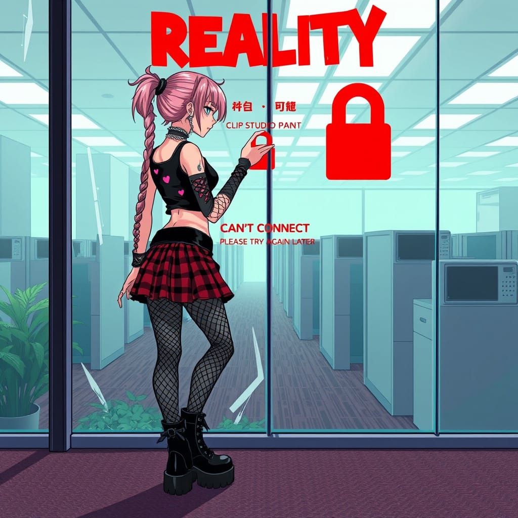 Punk Rebel Girl Stands Between Worlds