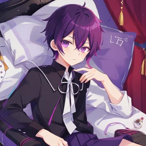 Sadistic Anime Boy in Dark Purple Yaoi Style